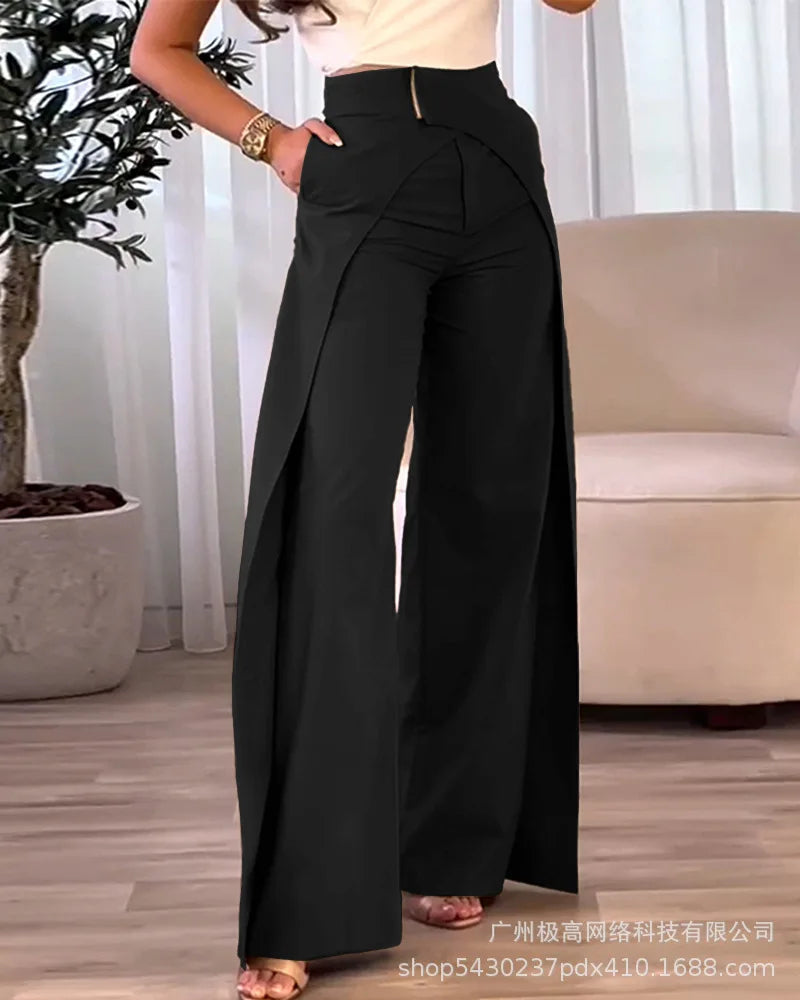 New High Waist Fashion Casual Loose Wide Leg Pants
