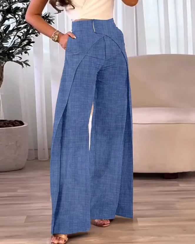 New High Waist Fashion Casual Loose Wide Leg Pants