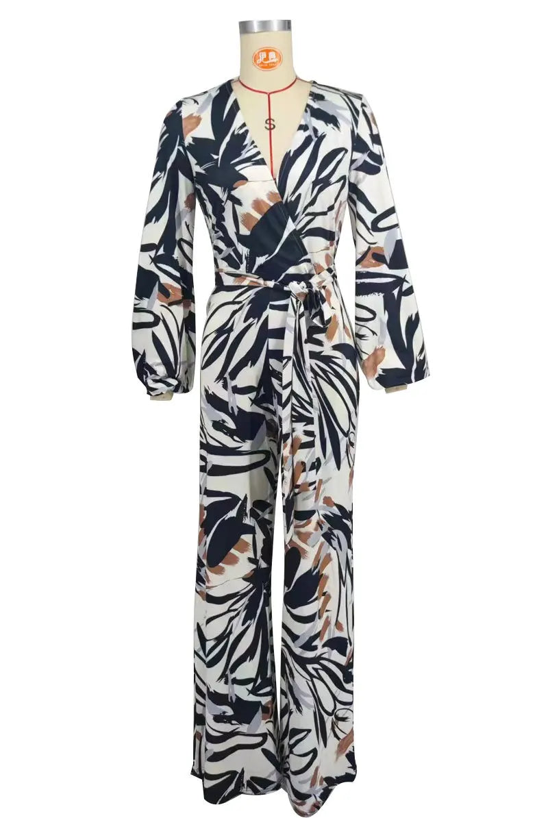 Trendy High-Waist Wide-Leg Casual Floor-Length Draping Trousers Jumpsuit