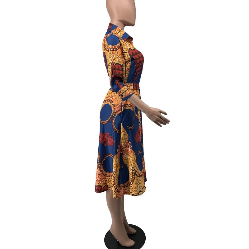 Print Dress 3/4 length Sleeve w/ Slit