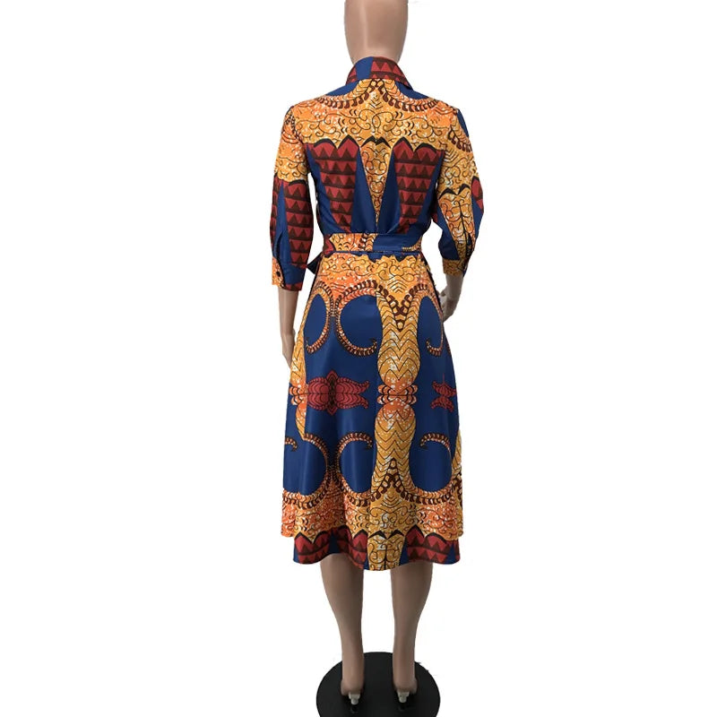 Print Dress 3/4 length Sleeve w/ Slit