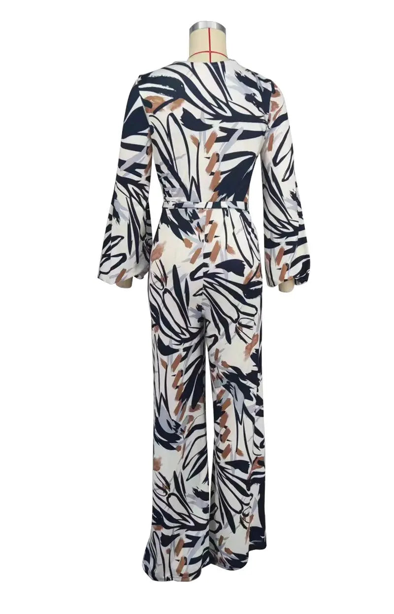 Trendy High-Waist Wide-Leg Casual Floor-Length Draping Trousers Jumpsuit
