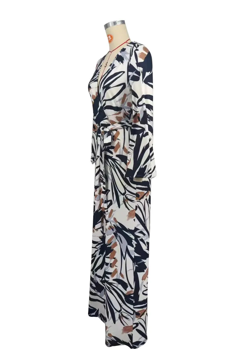 Trendy High-Waist Wide-Leg Casual Floor-Length Draping Trousers Jumpsuit