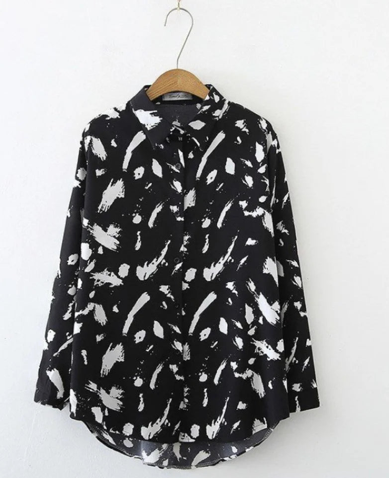 Vintage Print Long Sleeved Button Blouse (3 Styles) Click here