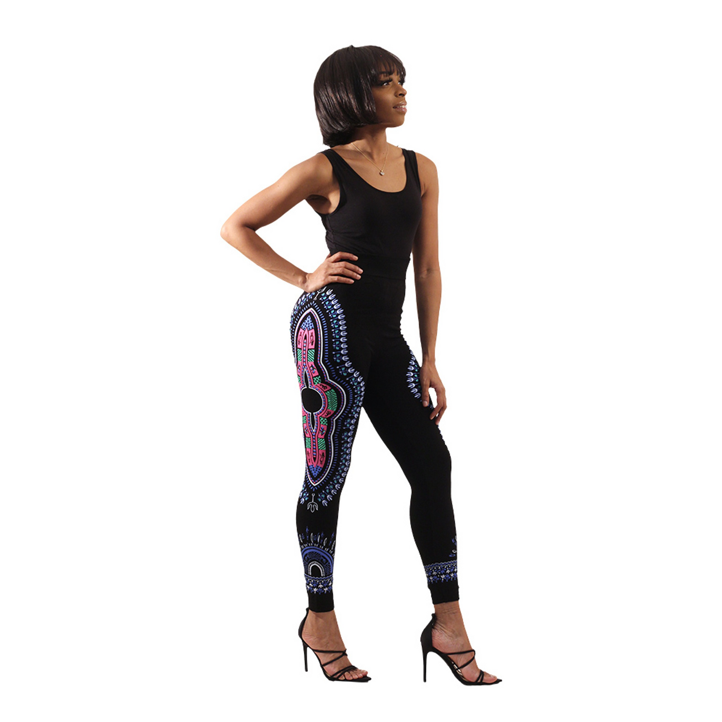Traditional Print Black Leggings (8 Styles)
