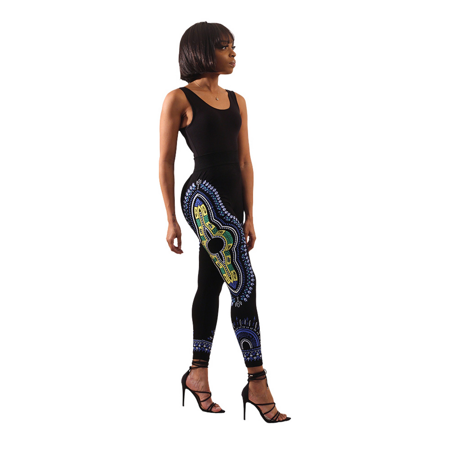 Traditional Print Black Leggings (8 Styles)