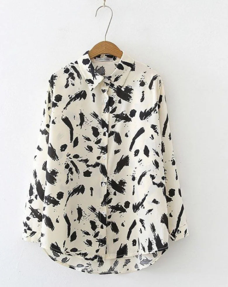 Vintage Print Long Sleeved Button Blouse (3 Styles) Click here