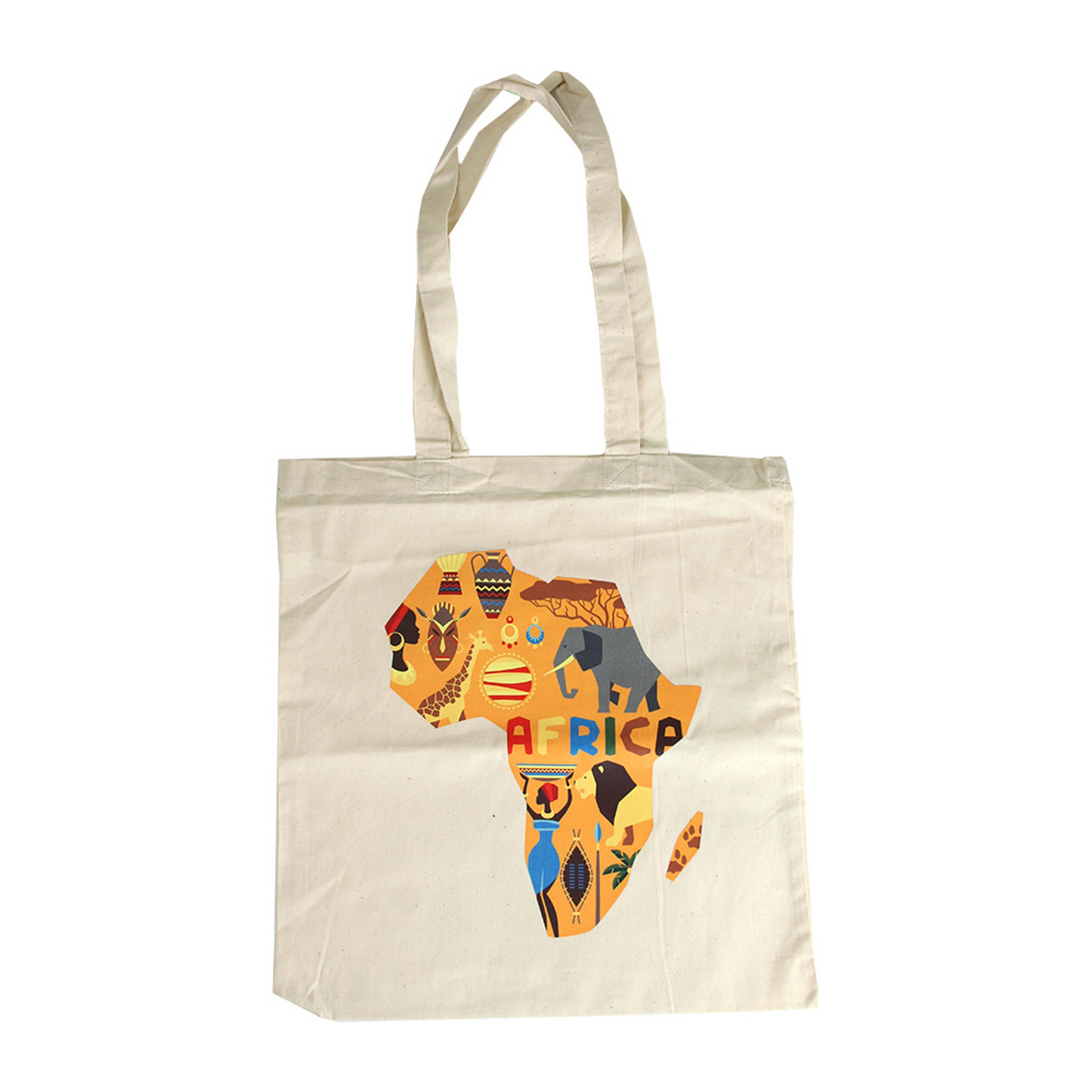 African-themed Printed White Canvas Tote