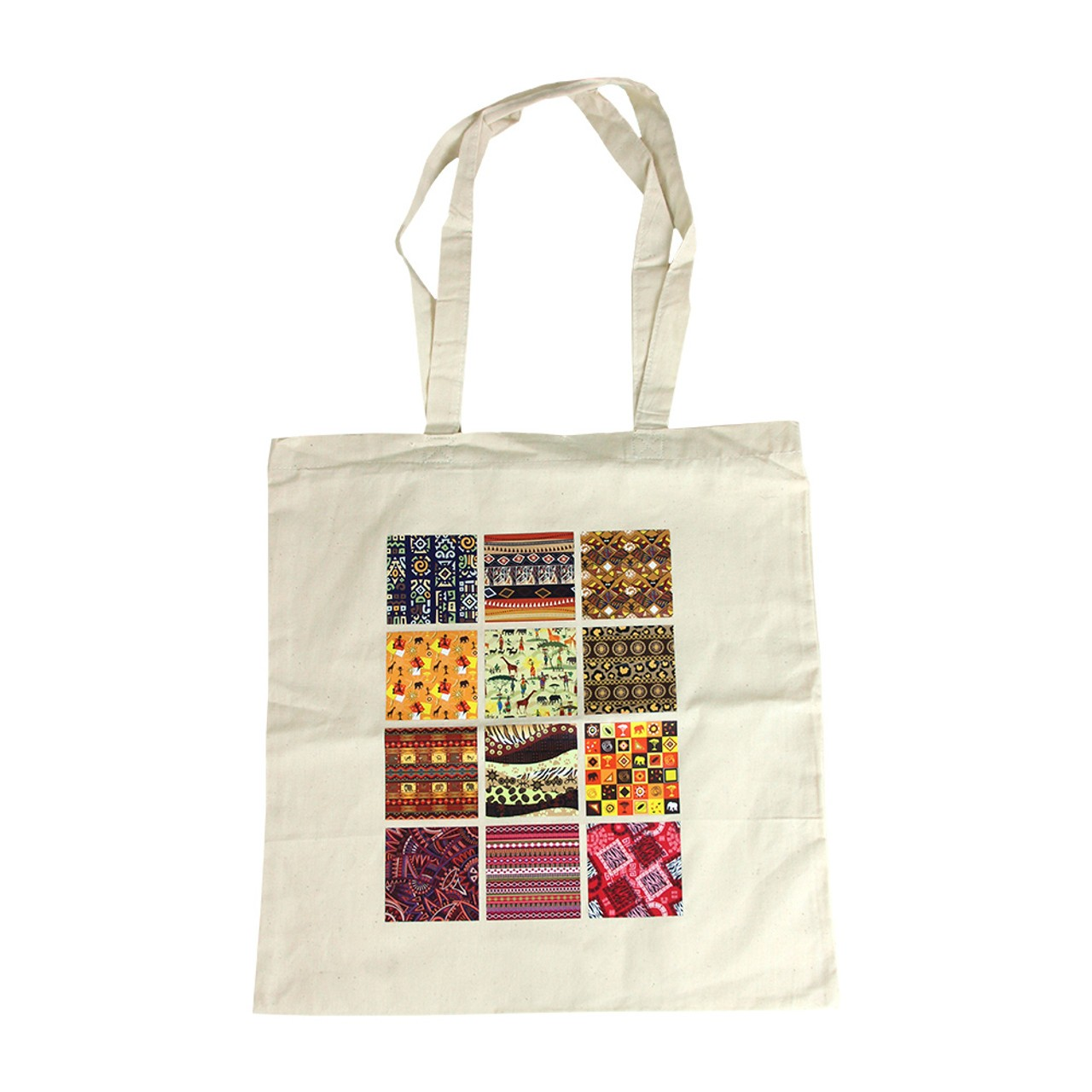 African-themed Printed White Canvas Tote