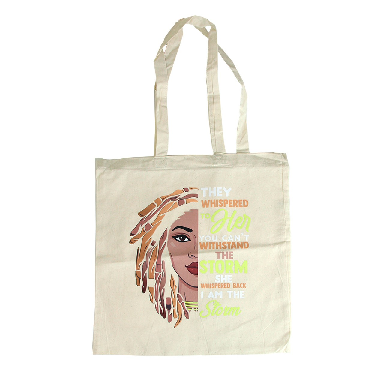 African-themed Printed White Canvas Tote