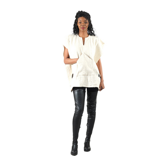 Banded Bottom Mud Cloth Poncho