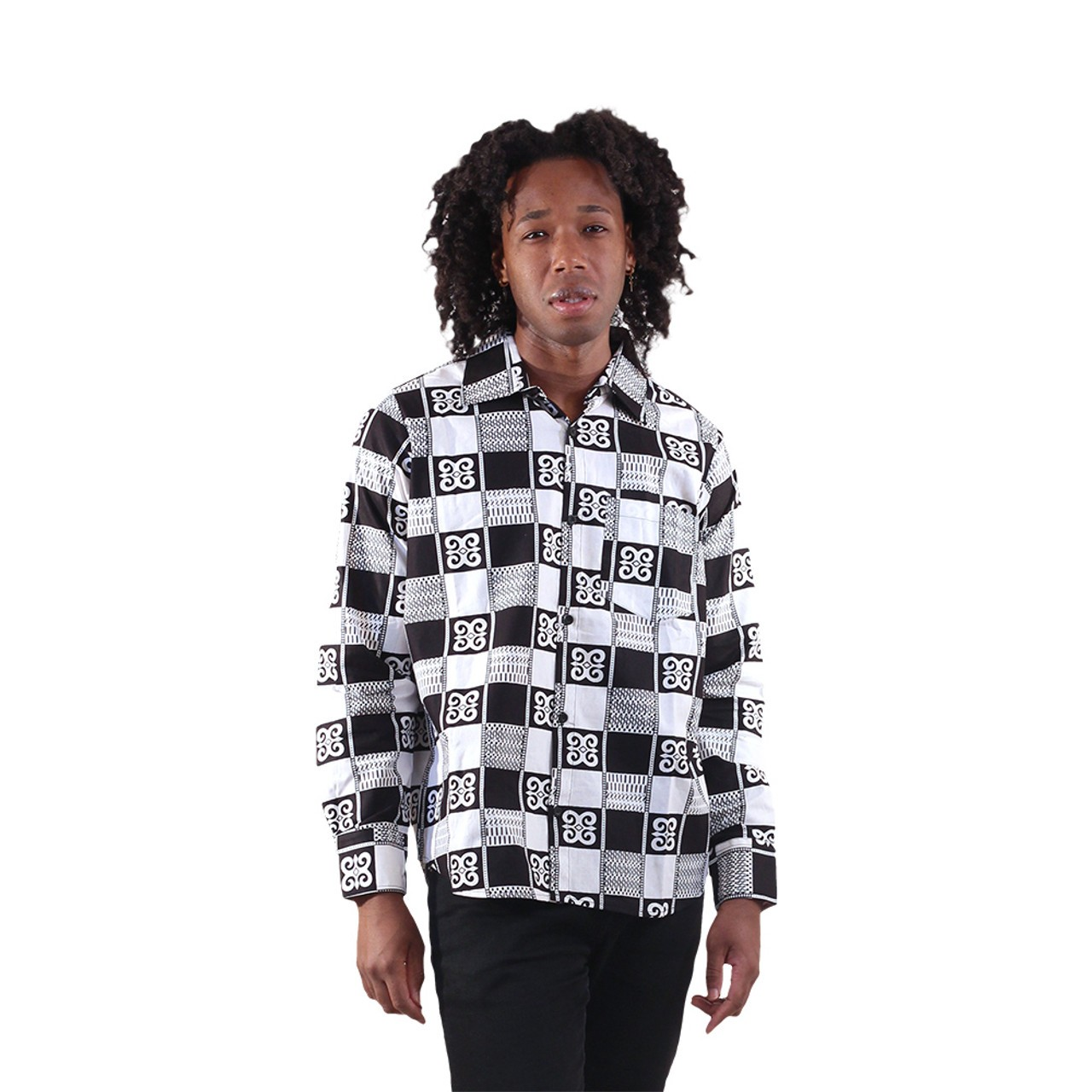 Black & White Pattern Long Sleeve Shirt