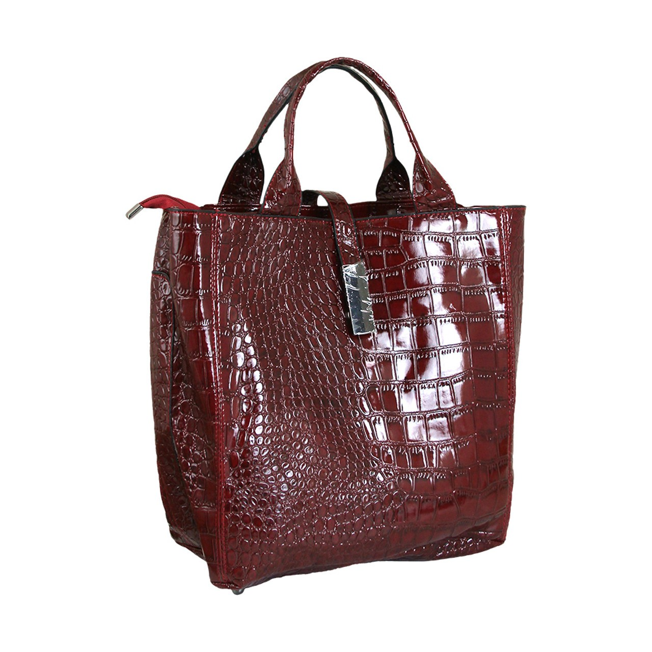 Burgundy Vegan Leather Luxury Tote Handbag