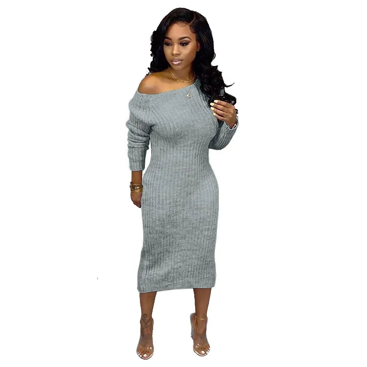 Backless Long Sleeve Maxi Knit Dresses