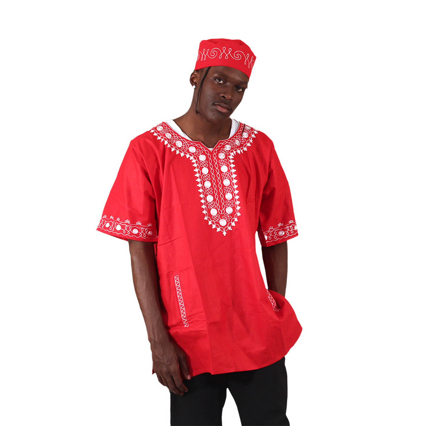 Silver Embroidered Dashiki Tops (2 Styles)