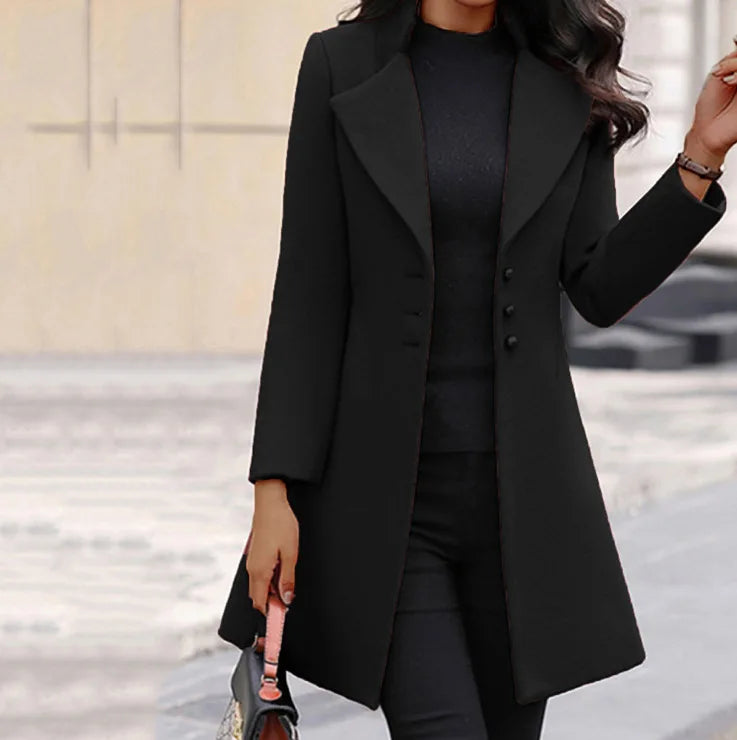 Mid-length Slim Wool Lapel Thin Winter Coat