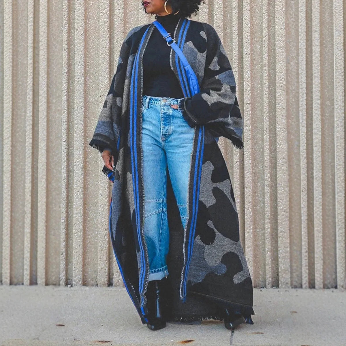 All Seasons Camouflage Star Long Cardigan Poncho