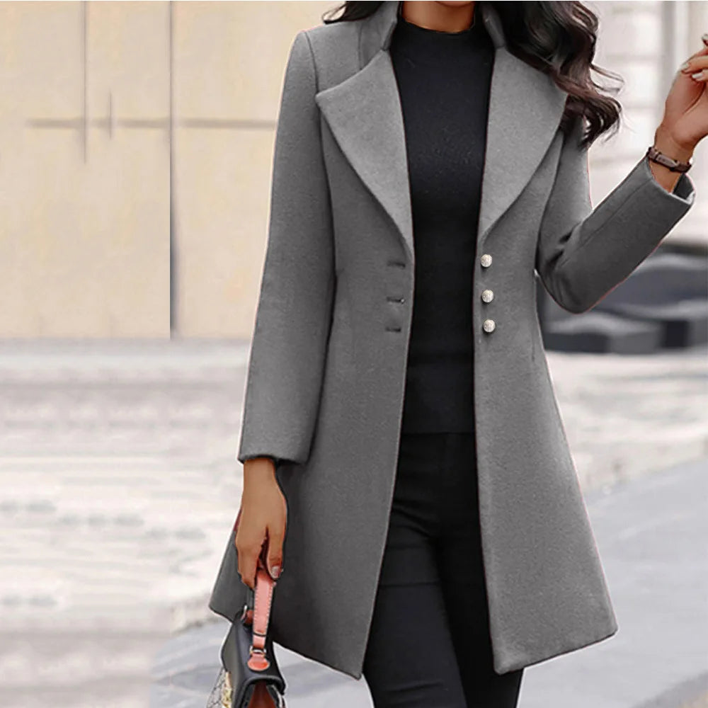 Mid-length Slim Wool Lapel Thin Winter Coat