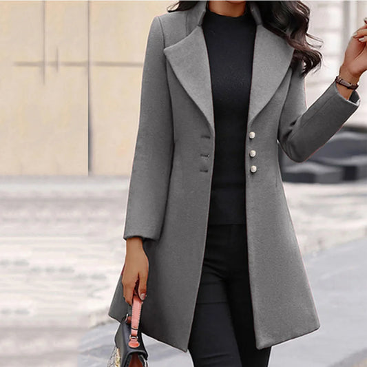 Mid-length Slim Wool Lapel Thin Winter Coat