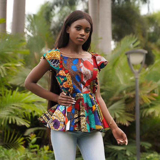 Hot Sell Most Popular Ankara Print Wax Blouse