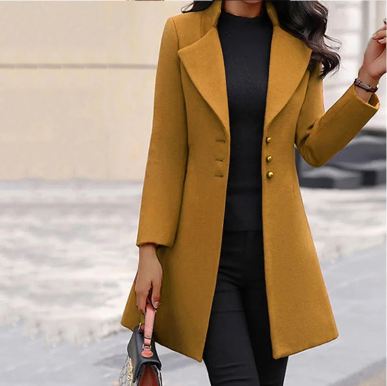 Mid-length Slim Wool Lapel Thin Winter Coat